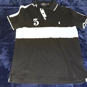 Ralph Lauren Polo Black n White Striped Collard Shirt